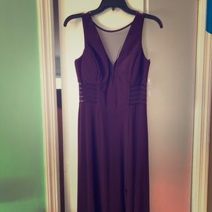 Macy’s Plum Long Evening Dress with Mesh